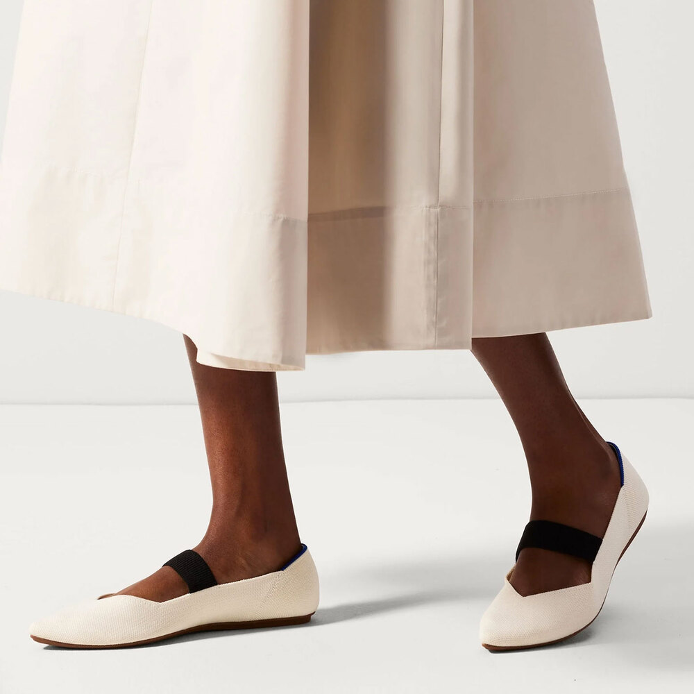 ROTHY'S NWT The Point Mary Jane Flats in Love Bird Cream Size 8.5